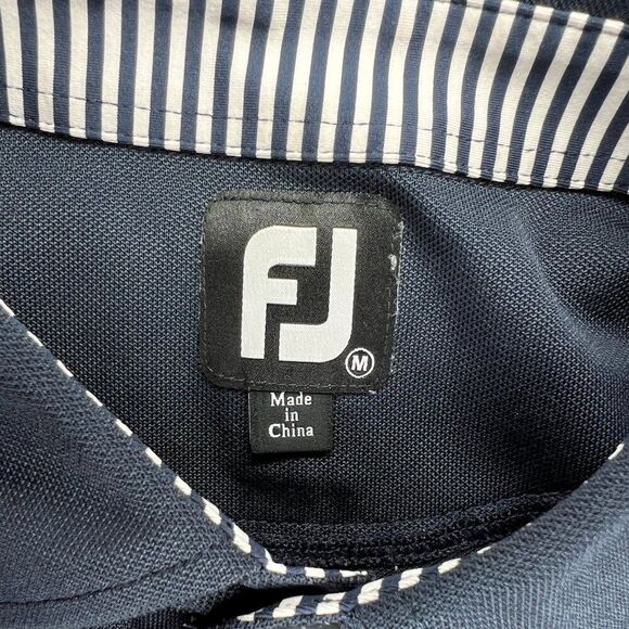 FootJoy Men's Size Medium Dark Blue Twelve Stones Embroiedered Golf Polo - Picture 9 of 11